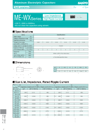 Sanyo [radial thru-hole] WX Series  . Electronic Components Datasheets Passive components capacitors Sanyo Sanyo [radial thru-hole] WX Series.pdf