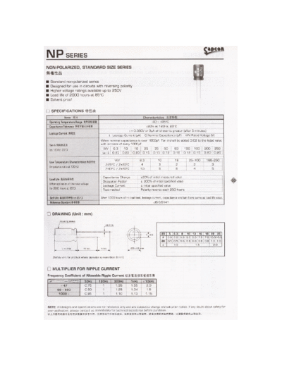 Sapcon [non-polar radial] NP Series  . Electronic Components Datasheets Passive components capacitors Sapcon Sapcon [non-polar radial] NP Series.pdf