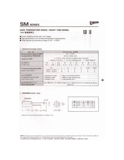 Sapcon [radial thru-hole] SM Series  . Electronic Components Datasheets Passive components capacitors Sapcon Sapcon [radial thru-hole] SM Series.pdf