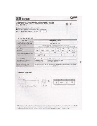 Sapcon [radial thru-hole] SS Series  . Electronic Components Datasheets Passive components capacitors Sapcon Sapcon [radial thru-hole] SS Series.pdf