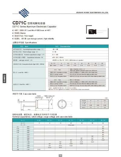 Sumec [radial thru-hole] NA (CD71C) Series  . Electronic Components Datasheets Passive components capacitors Sumec Sumec [radial thru-hole] NA (CD71C) Series.pdf