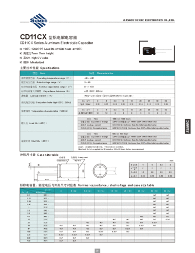 Sumec [radial thru-hole] XB (CD11CX) Series  . Electronic Components Datasheets Passive components capacitors Sumec Sumec [radial thru-hole] XB (CD11CX) Series.pdf
