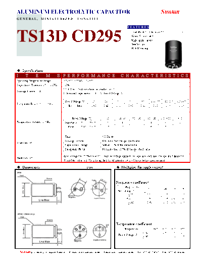 Suntan [snap-in] TS13DQ-CD295 Series  . Electronic Components Datasheets Passive components capacitors Suntan Suntan [snap-in] TS13DQ-CD295 Series.pdf