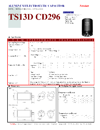 Suntan [snap-in] TS13DS-CD296 Series  . Electronic Components Datasheets Passive components capacitors Suntan Suntan [snap-in] TS13DS-CD296 Series.pdf