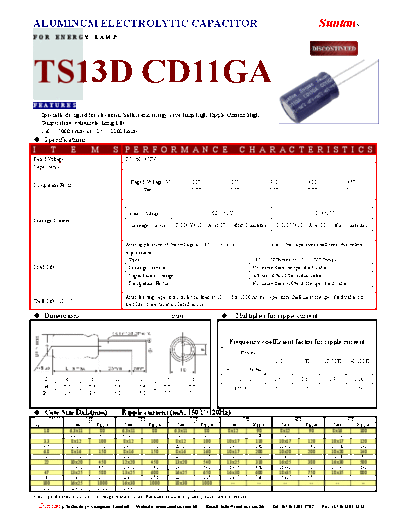 Suntan [radial thru-hole] TS13D4-CD11GA Series  . Electronic Components Datasheets Passive components capacitors Suntan Suntan [radial thru-hole] TS13D4-CD11GA Series.pdf