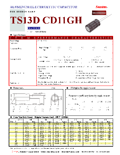 Suntan [radial thru-hole] TS13D8-CD11GH Series  . Electronic Components Datasheets Passive components capacitors Suntan Suntan [radial thru-hole] TS13D8-CD11GH Series.pdf