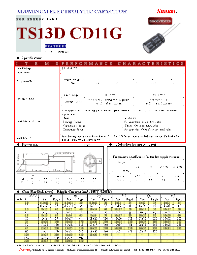 Suntan [radial thru-hole] TS13D9-CD11G Series  . Electronic Components Datasheets Passive components capacitors Suntan Suntan [radial thru-hole] TS13D9-CD11G Series.pdf