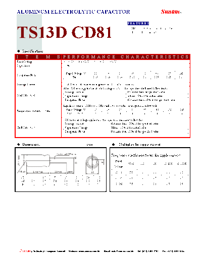 Suntan [radial thru-hole] TS13D1-CD81 Series  . Electronic Components Datasheets Passive components capacitors Suntan Suntan [radial thru-hole] TS13D1-CD81 Series.pdf
