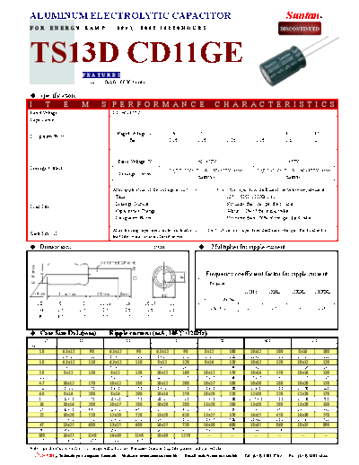 Suntan [radial thru-hole] TS13D2-CD11GE Series  . Electronic Components Datasheets Passive components capacitors Suntan Suntan [radial thru-hole] TS13D2-CD11GE Series.pdf