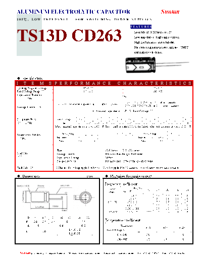 Suntan [radial thru-hole] TS13DG-CD263 Series  . Electronic Components Datasheets Passive components capacitors Suntan Suntan [radial thru-hole] TS13DG-CD263 Series.pdf