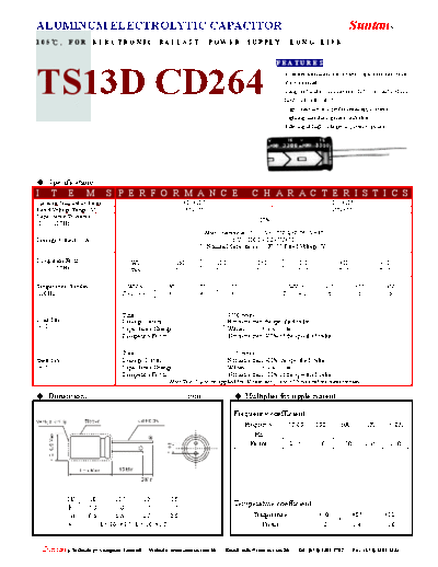 Suntan [radial thru-hole] TS13DH-CD264 Series  . Electronic Components Datasheets Passive components capacitors Suntan Suntan [radial thru-hole] TS13DH-CD264 Series.pdf