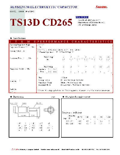 Suntan [radial thru-hole] TS13DK-CD265 Series  . Electronic Components Datasheets Passive components capacitors Suntan Suntan [radial thru-hole] TS13DK-CD265 Series.pdf