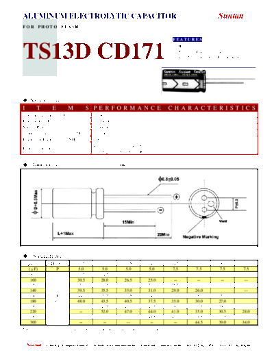 Suntan [radial thru-hole] TS13DO-CD171 Series  . Electronic Components Datasheets Passive components capacitors Suntan Suntan [radial thru-hole] TS13DO-CD171 Series.pdf