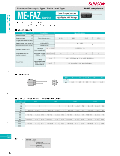 Suncon [radial] ME-FAZ Series  . Electronic Components Datasheets Passive components capacitors Suncon Suncon [radial] ME-FAZ Series.pdf