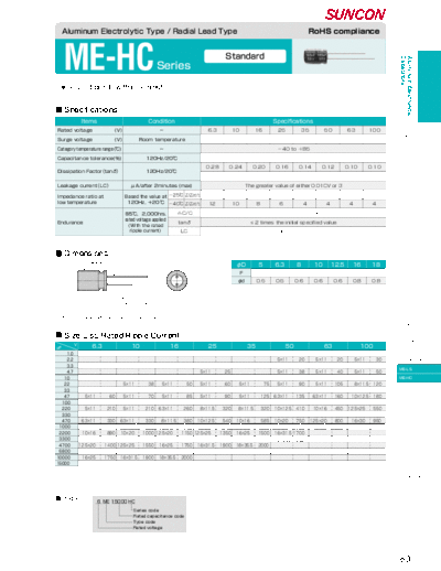Suncon [radial] ME-HC Series  . Electronic Components Datasheets Passive components capacitors Suncon Suncon [radial] ME-HC Series.pdf