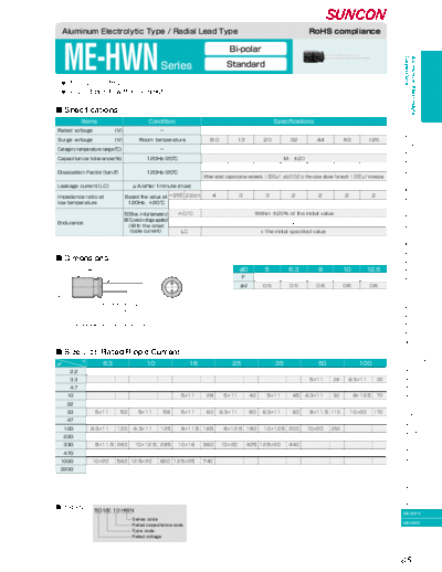 Suncon [radial] ME-HWN Series  . Electronic Components Datasheets Passive components capacitors Suncon Suncon [radial] ME-HWN Series.pdf