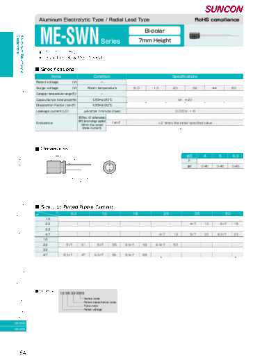 Suncon [radial] ME-SWN Series  . Electronic Components Datasheets Passive components capacitors Suncon Suncon [radial] ME-SWN Series.pdf