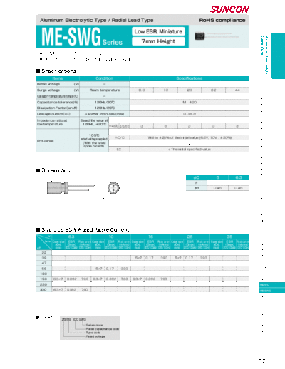 Suncon [radial] ME-SWG Series  . Electronic Components Datasheets Passive components capacitors Suncon Suncon [radial] ME-SWG Series.pdf