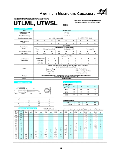 RG-Allen [radial] UTLML-UTWSL Series  . Electronic Components Datasheets Passive components capacitors RG-Allen RG-Allen [radial] UTLML-UTWSL Series.pdf