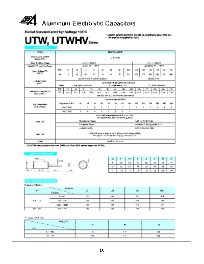 RG-Allen [radial] UTW-UTWHV Series  . Electronic Components Datasheets Passive components capacitors RG-Allen RG-Allen [radial] UTW-UTWHV Series.pdf
