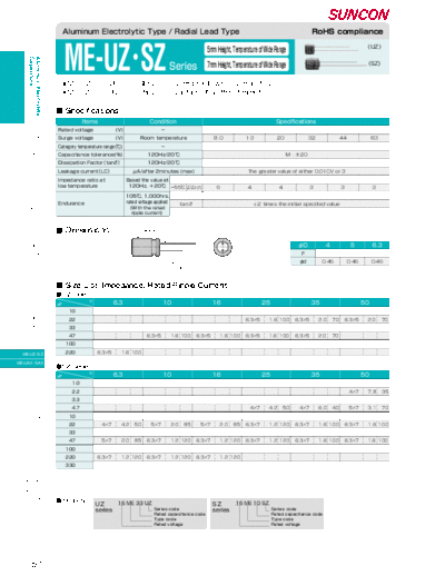 Suncon [radial] ME-UZ-ZS Series  . Electronic Components Datasheets Passive components capacitors Suncon Suncon [radial] ME-UZ-ZS Series.pdf