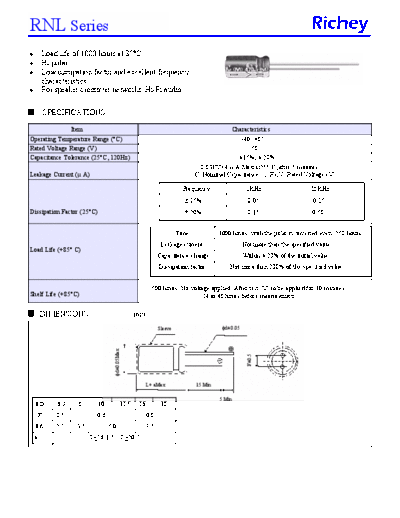 Richey [bi-polar radial] RNL Series  . Electronic Components Datasheets Passive components capacitors Richey Richey [bi-polar radial] RNL Series.pdf