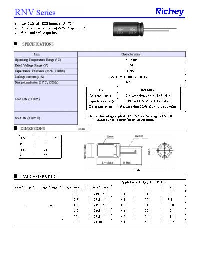 Richey [bi-polar radial] RNV Series  . Electronic Components Datasheets Passive components capacitors Richey Richey [bi-polar radial] RNV Series.pdf