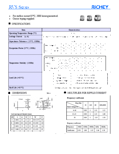 Richey [smd] RVS Series  . Electronic Components Datasheets Passive components capacitors Richey Richey [smd] RVS Series.pdf
