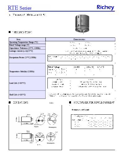 Richey [snap-in] RTE Series  . Electronic Components Datasheets Passive components capacitors Richey Richey [snap-in] RTE Series.pdf