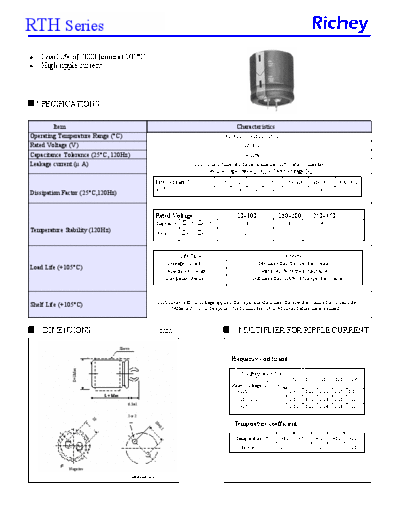 Richey [snap-in] RTH Series  . Electronic Components Datasheets Passive components capacitors Richey Richey [snap-in] RTH Series.pdf