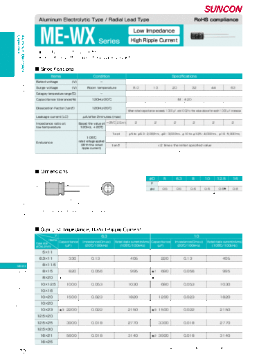 Suncon [radial] ME-WX Series  . Electronic Components Datasheets Passive components capacitors Suncon Suncon [radial] ME-WX Series.pdf