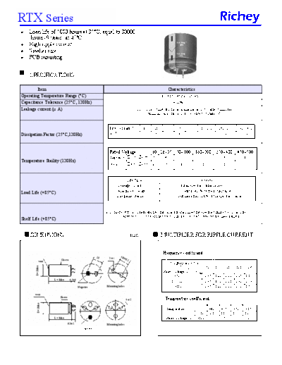 Richey [snap-in] RTX Series  . Electronic Components Datasheets Passive components capacitors Richey Richey [snap-in] RTX Series.pdf