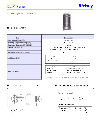 Richey [screw-terminal] RCZ Series  . Electronic Components Datasheets Passive components capacitors Richey Richey [screw-terminal] RCZ Series.pdf