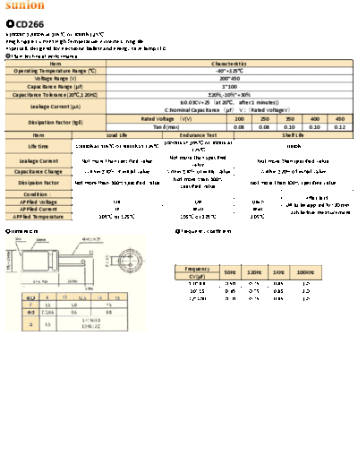 Sunion [Nantong Sunion] Sunion [radial thru-hole] CD266 Series  . Electronic Components Datasheets Passive components capacitors Sunion [Nantong Sunion] Sunion [radial thru-hole] CD266 Series.pdf