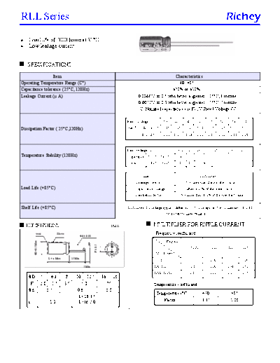 Richey [radial thru-hole] RLL Series  . Electronic Components Datasheets Passive components capacitors Richey Richey [radial thru-hole] RLL Series.pdf