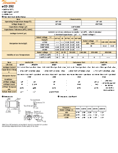 Sunion [Nantong Sunion] Threecon [snap-in] CD292 Series  . Electronic Components Datasheets Passive components capacitors Sunion [Nantong Sunion] Threecon [snap-in] CD292 Series.pdf