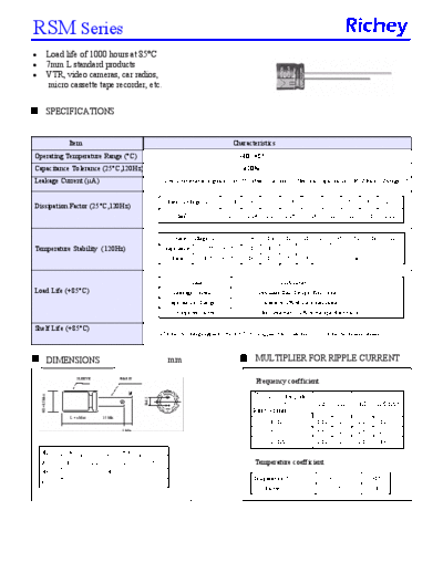 Richey [radial thru-hole] RSM Series  . Electronic Components Datasheets Passive components capacitors Richey Richey [radial thru-hole] RSM Series.pdf