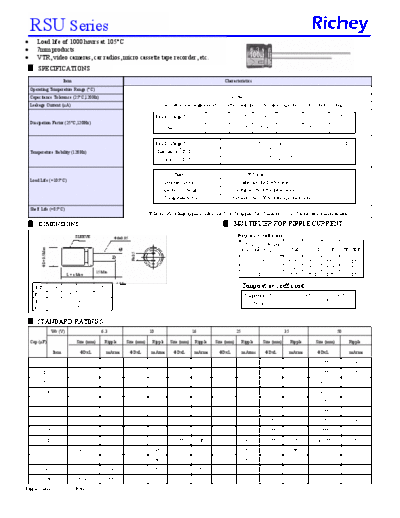 Richey [radial thru-hole] RSU Series  . Electronic Components Datasheets Passive components capacitors Richey Richey [radial thru-hole] RSU Series.pdf