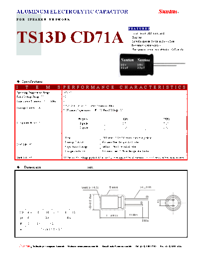 Suntan [bi-polar radial] TS13DM-CD71A Series  . Electronic Components Datasheets Passive components capacitors Suntan Suntan [bi-polar radial] TS13DM-CD71A Series.pdf