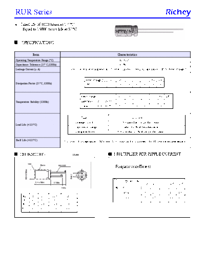 Richey [radial thru-hole] RUR Series  . Electronic Components Datasheets Passive components capacitors Richey Richey [radial thru-hole] RUR Series.pdf