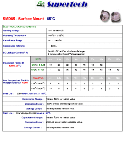 S-Tech [Supertech] S-Tech [smd] SMD85 Series  . Electronic Components Datasheets Passive components capacitors S-Tech [Supertech] S-Tech [smd] SMD85 Series.pdf