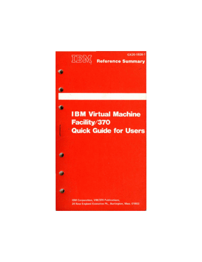 IBM GX20-1926-1 VM 370 Quick Guide For Users  Rel 1 Apr73  IBM 370 VM_370 Release_1 GX20-1926-1_VM_370_Quick_Guide_For_Users__Rel_1_Apr73.pdf