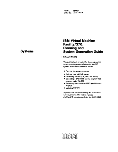IBM GC20-1801-4 VM370 Sysgen Rel 2 Mar75  IBM 370 VM_370 Release_2 GC20-1801-4_VM370_Sysgen_Rel_2_Mar75.pdf