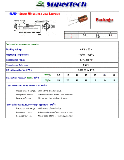 S-Tech [Supertech] S-Tech [radial thru-hole] SLRD Series  . Electronic Components Datasheets Passive components capacitors S-Tech [Supertech] S-Tech [radial thru-hole] SLRD Series.pdf