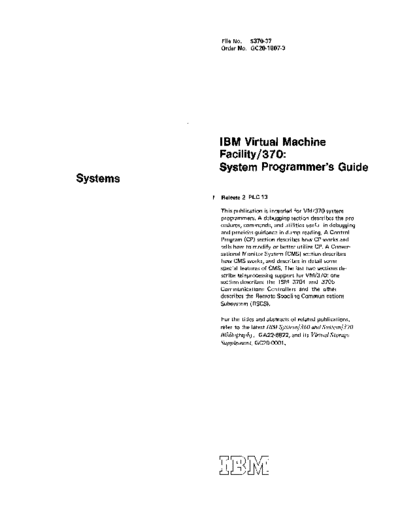 IBM GC20-1807-3 VM370 System Programmers Guide Rel 2 Jan75  IBM 370 VM_370 Release_2 GC20-1807-3_VM370_System_Programmers_Guide_Rel_2_Jan75.pdf