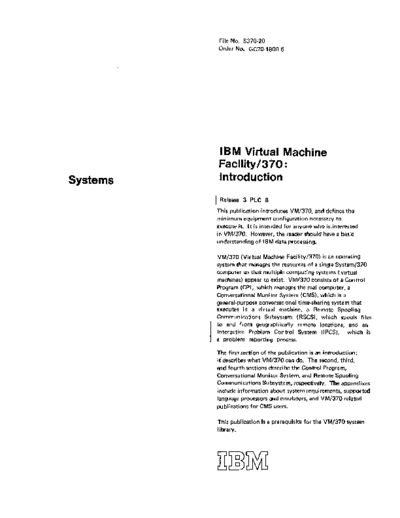 IBM GC20-1800-6 VM370 Introduction Rel 3 Oct76  IBM 370 VM_370 Release_3 GC20-1800-6_VM370_Introduction_Rel_3_Oct76.pdf