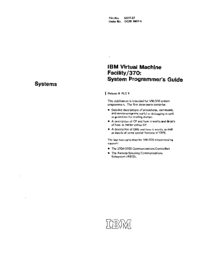 IBM GC20-1807-4 VM370 System Programmers Guide Rel 3 2-76  IBM 370 VM_370 Release_3 GC20-1807-4_VM370_System_Programmers_Guide_Rel_3_2-76.pdf