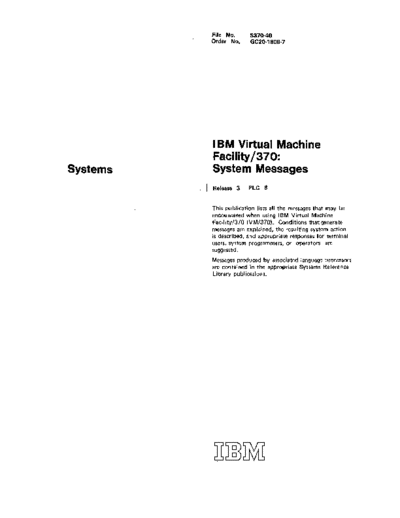 IBM GC20-1808-7 VM370 System Messages Rel 3 PLC 8 Oct76  IBM 370 VM_370 Release_3 GC20-1808-7_VM370_System_Messages_Rel_3_PLC_8_Oct76.pdf