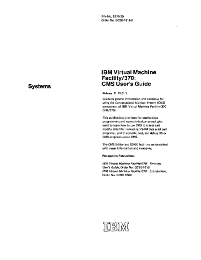 IBM GC20-1819-0 CMS Users Guide Rel 3 Feb76  IBM 370 VM_370 Release_3 GC20-1819-0_CMS_Users_Guide_Rel_3_Feb76.pdf
