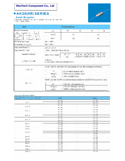 WT [WesTech] WT [bi-polar axial] AB Series  . Electronic Components Datasheets Passive components capacitors WT [WesTech] WT [bi-polar axial] AB Series.pdf